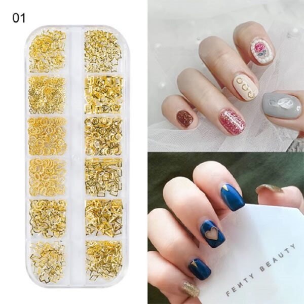 Nail Art Accessories: 12 Grid Alloy Nail Accessories