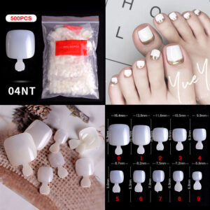 bombastic-nail-art-500pcs-10-sizes-false-nails-press-on-nails-04nt-natural-Toe Nails