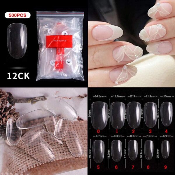 bombastic-nail-art-500pcs-10-sizes-false-nails-press-on-nails-12ct-clear-medium-oval