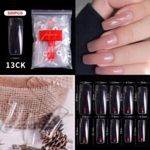 bombastic-nail-art-500pcs-10-sizes-false-nails-press-on-nails-13ct-clear-half-nail-tips