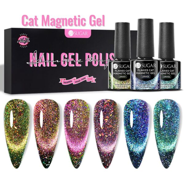 UR-Sugar-uv-led-Gel-Nail-Polish Set-of-6pcs - Holographic-Cat-Eye-Collection